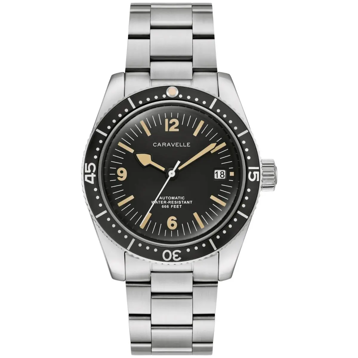Vintage Sea Hunter Automatic Black Dial Men`s Watch 43B175 by Caravelle