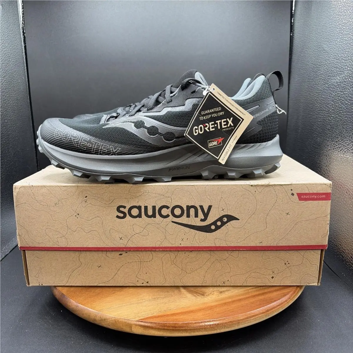 Saucony Peregrine 14 Gtx Womens Size 10 Running Shoes Black Carbon Sneakers