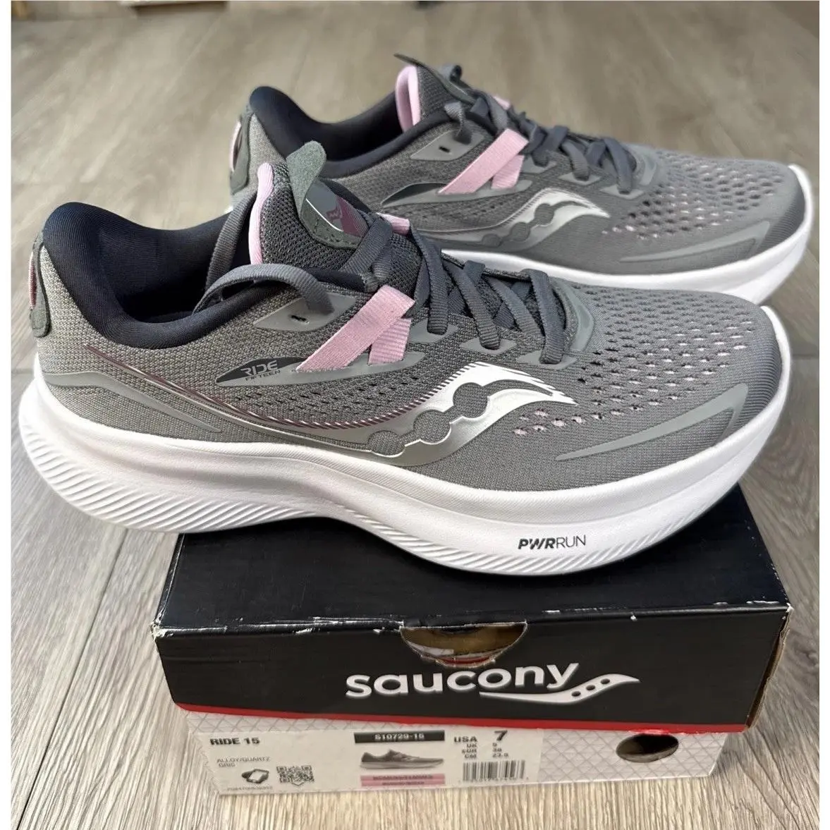 Saucony Women`s Ride 15 Running Shoes S10729-15 Alloy Quartz Size 7