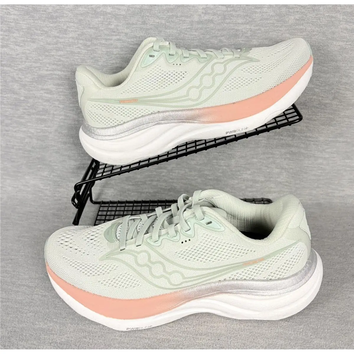 Saucony Ride 15 Running Sneakers Womens 8.5 Wide Mint Green Mist Cameo Comfort