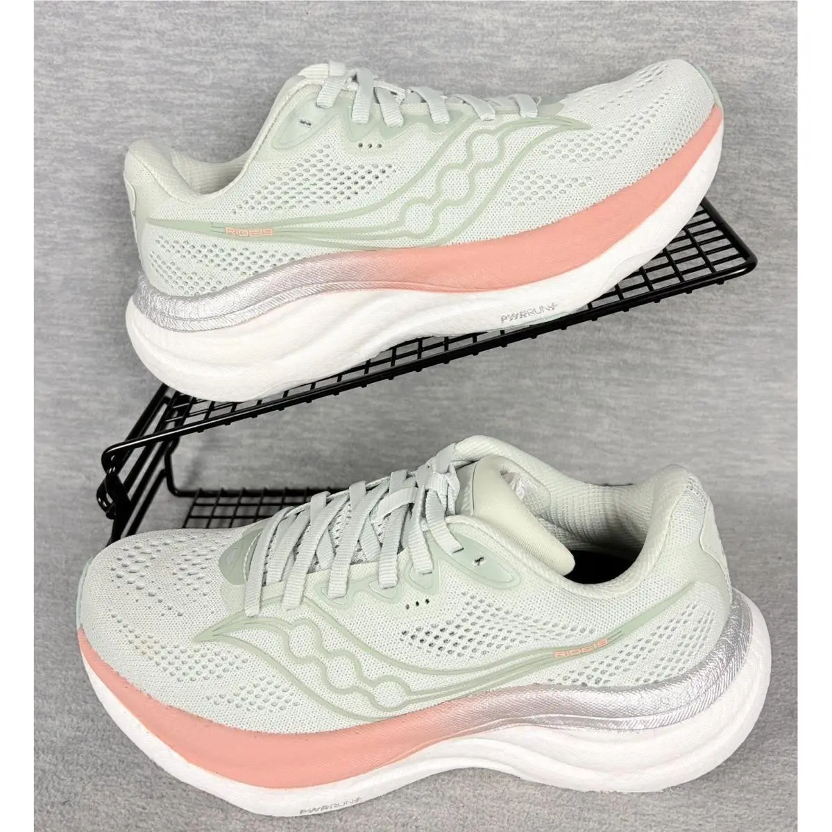 Saucony Ride 15 Running Sneakers Womens 6 M Green Pink Mist Cameo Comfort