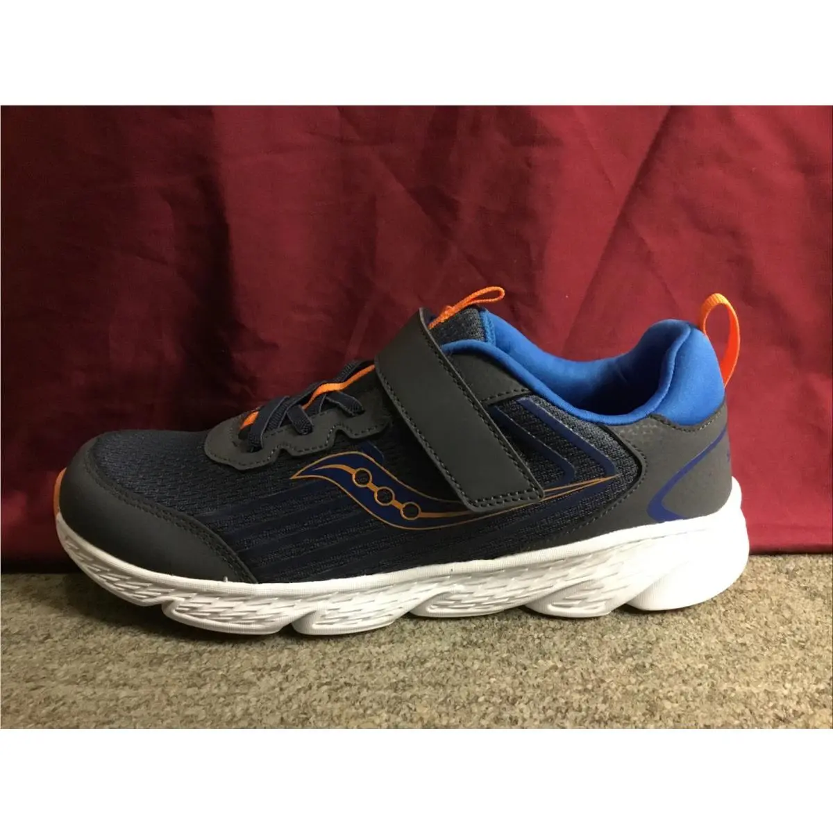 Boys Saucony SK267948 Navy/peel Wind 3.0 A/c Sneakers Size 7 Extra Wide