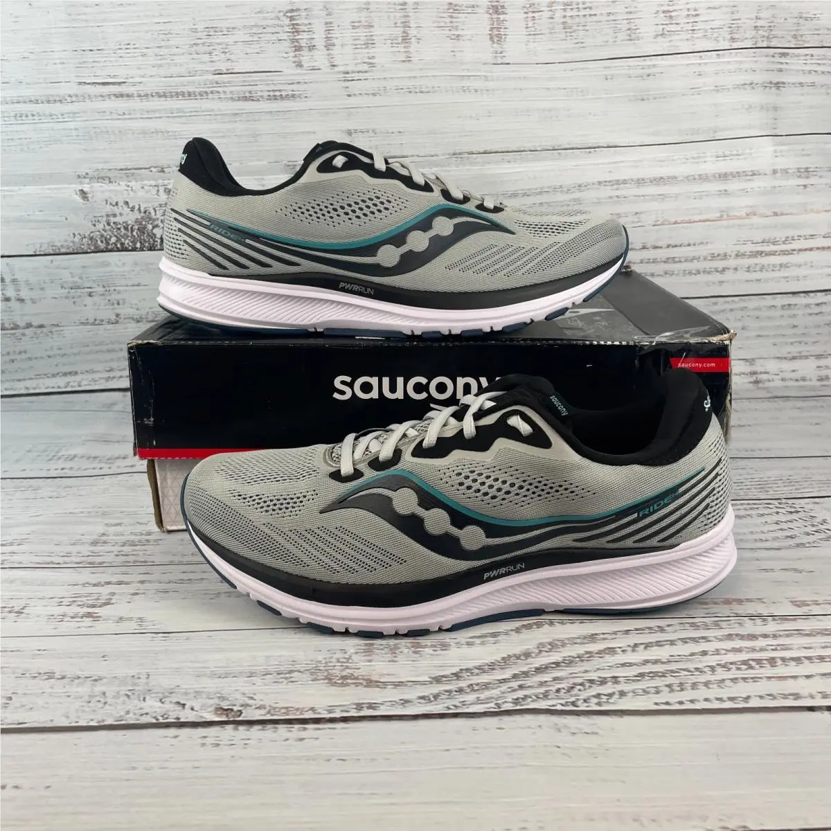 Saucony Ride 14 Men`s US 11.5 Medium Running Shoes Fog Black Storm
