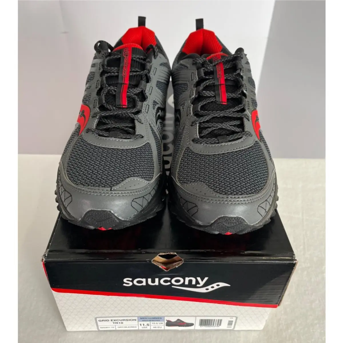Saucony Grid Excursion TR10 Men’s 11.5 Gray Black Red Running Shoes