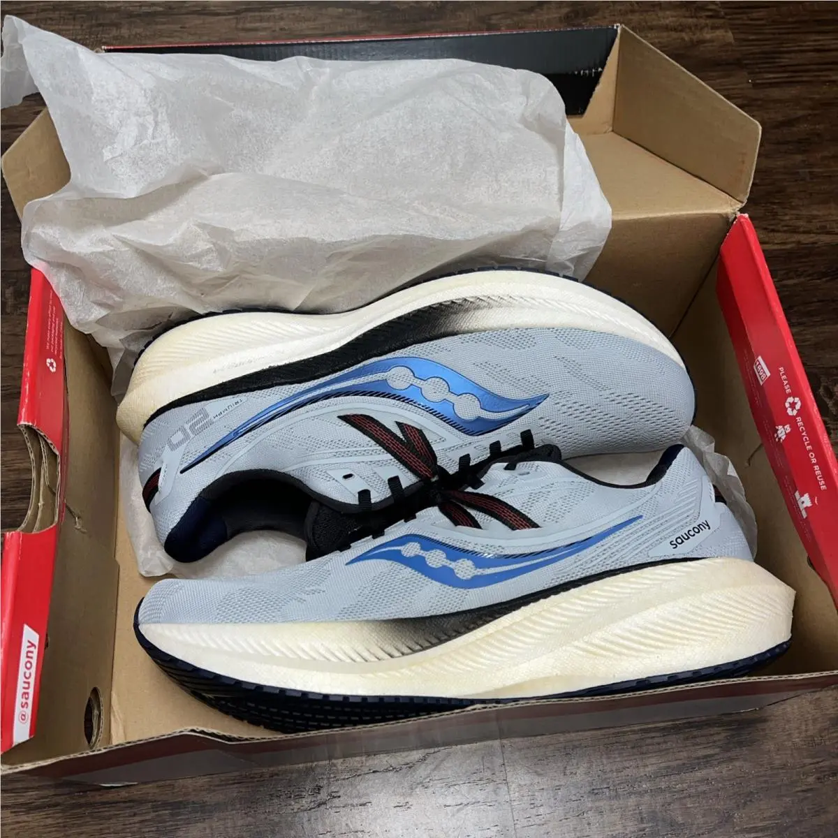 Saucony Triumph 20 Men`s Running Shoes Blue Mesh Lace Up S20759-17 Size 11.5