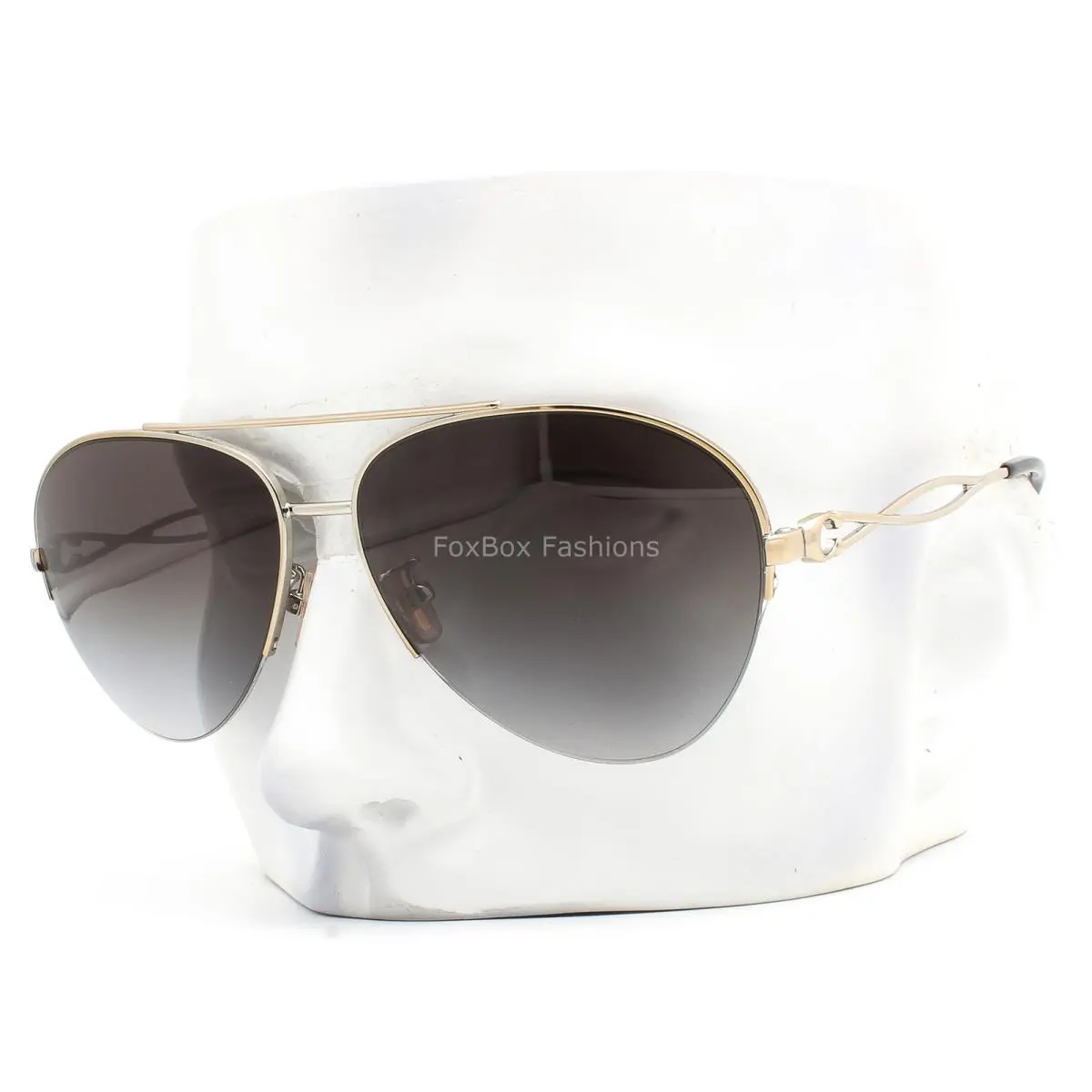 Coach Sunglasses Semi Rimless Pilot Shiny Light Gold HC 7124 90058G with Case
