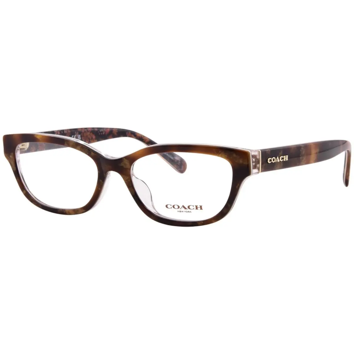 Coach HC6250U 5857 Eyeglasses Women`s Amber Tortoise/orange Floral Full Rim 51mm