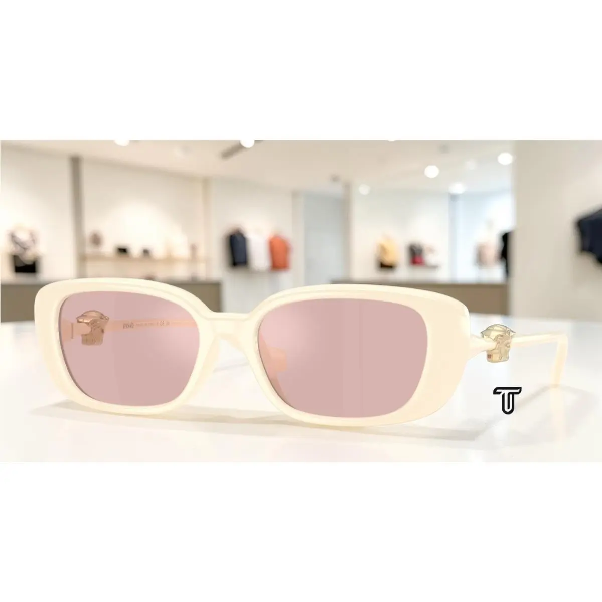 VE4504D 55361T Ivory Pink Mirror Gold 56 mm Women`s Sunglasses by Versace