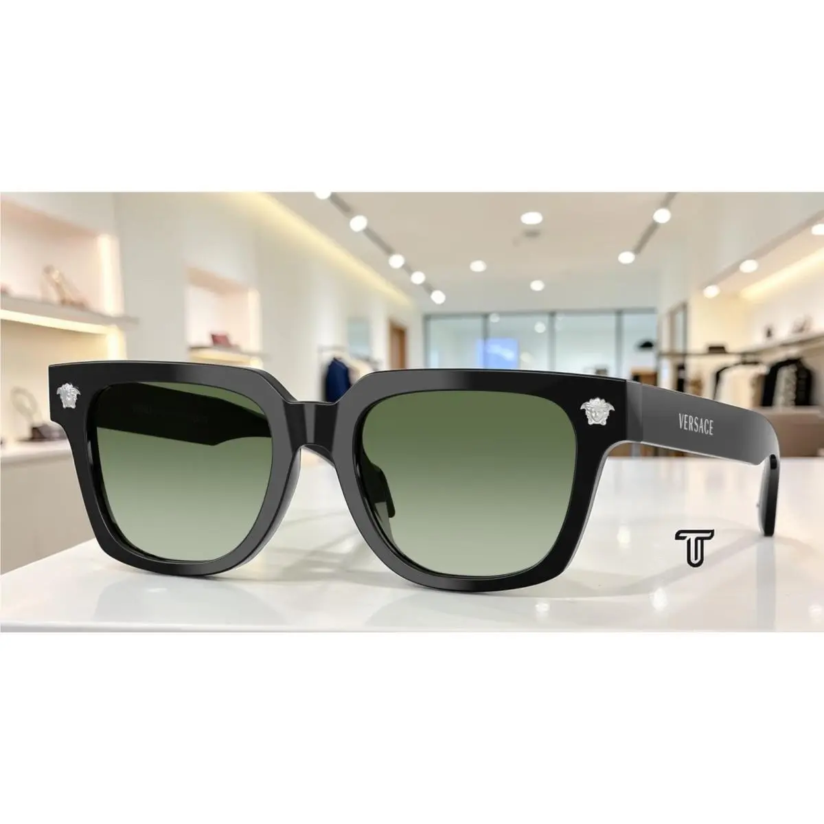 VE4510U GB1 8E Black Green Gradient 52 mm Men`s Sunglasses by Versace
