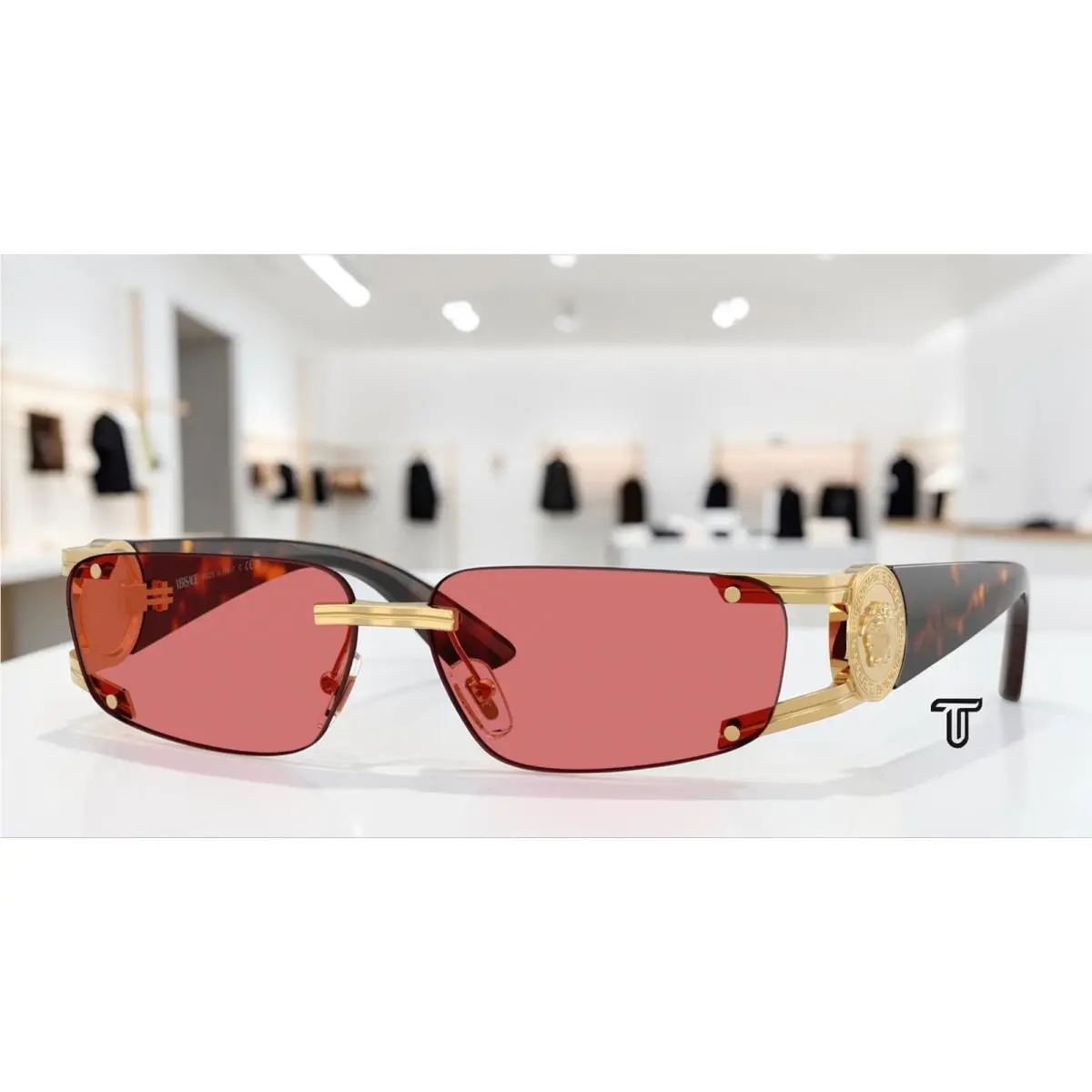 VE2291 100275 Gold Red Hiper 8 59 mm Men`s Sunglasses by Versace
