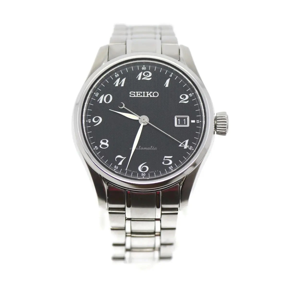 Seiko Presage Stainless Steel Watch SARX039 - Dial: Black, Band: Silver, Bezel: Silver