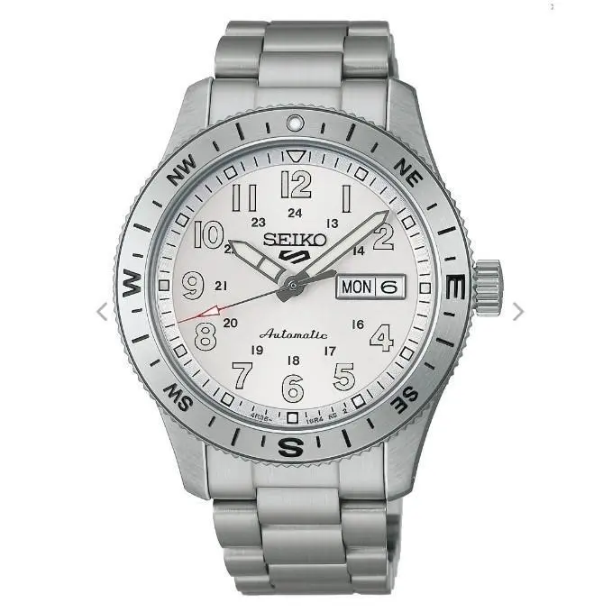 Seiko 5 Sports HDB007 Automatic White Dial Stainless Steel Men`s Field Watch