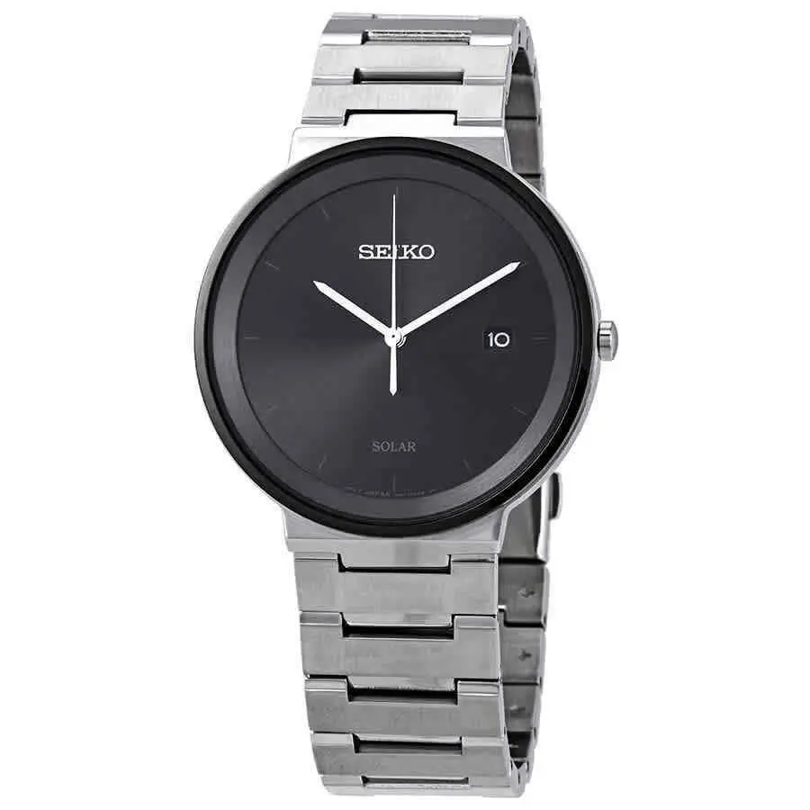 Seiko Essentials Black Dial Stainless Steel Men`s Watch SNE479