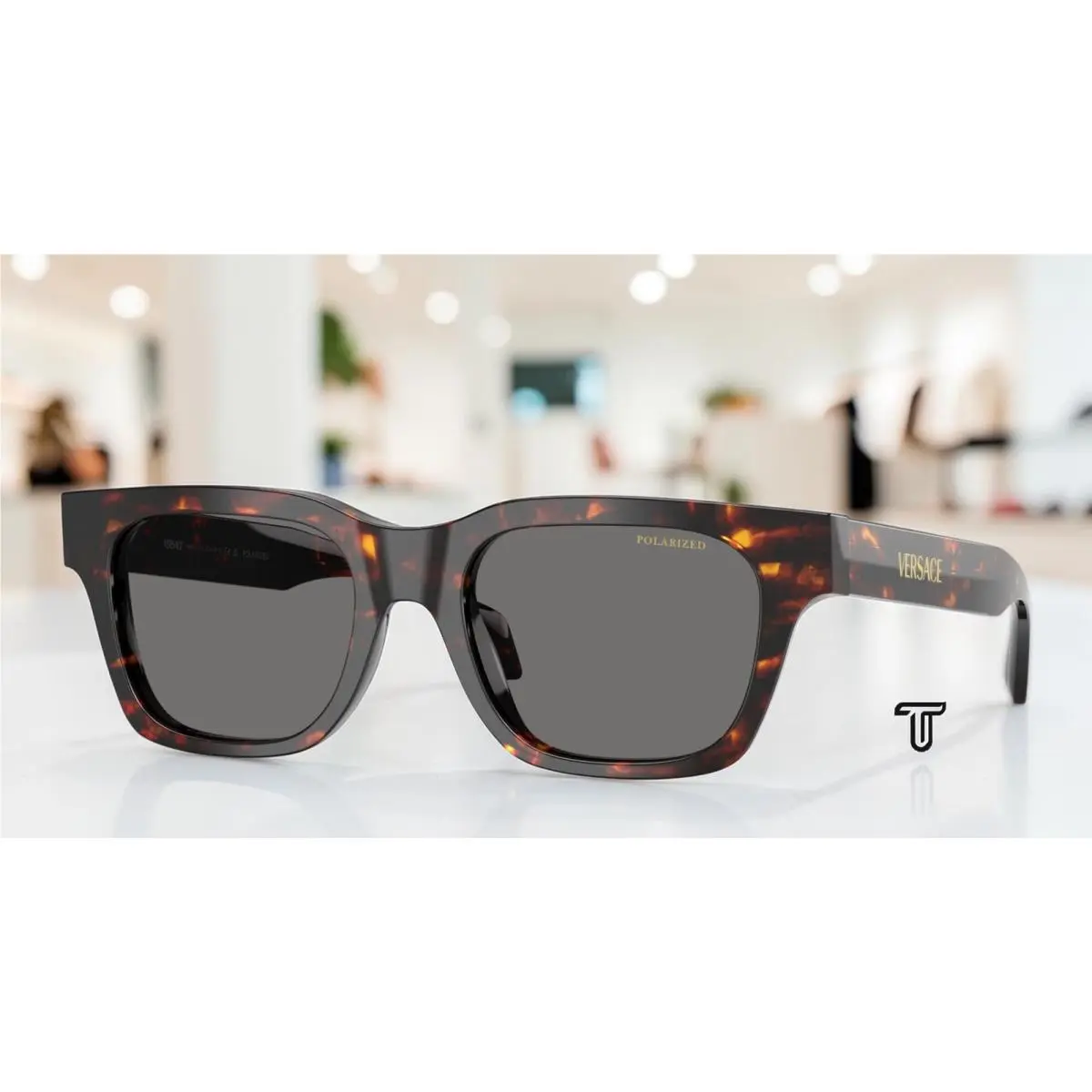 Versace VE4486 550981 Havana Dark Grey Polar Polarized 52 mm Men`s Sunglasses