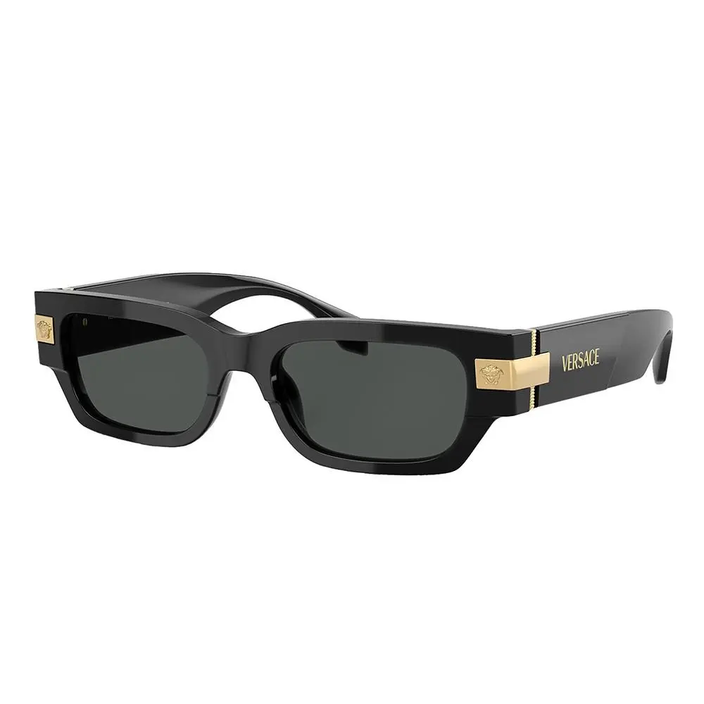 Versace VE 4465 GB1/87 Black Plastic Rectangle Sunglasses Grey Lens