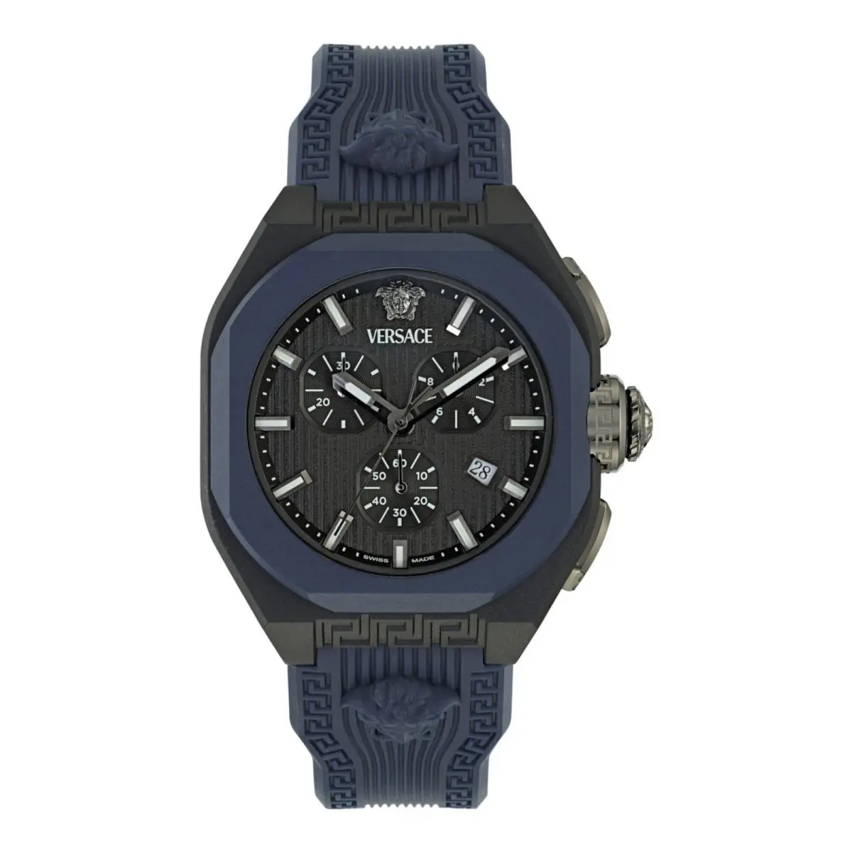 Versace Mens Black 44mm Strap Fashion Watch