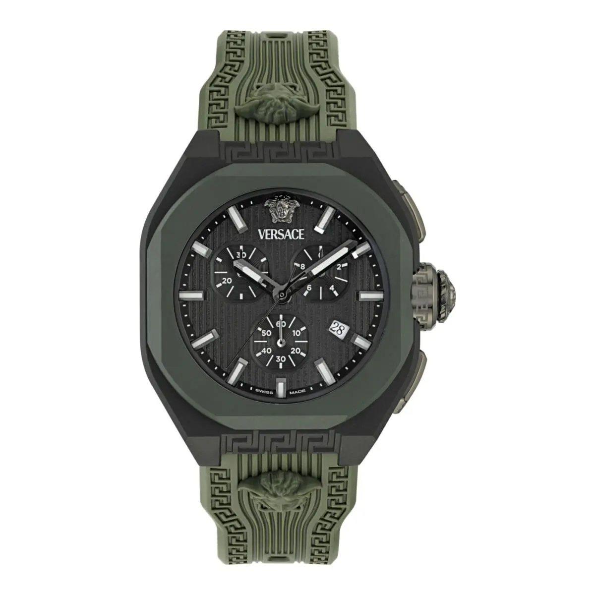 Versace Mens Black 44mm Strap Fashion Watch