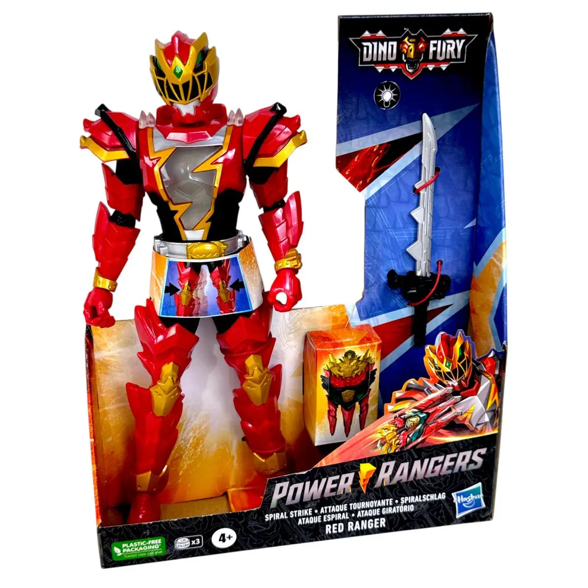 Power Rangers Dino Fury Spiral Strike Red Ranger Action Figure Light Up Kids Toy