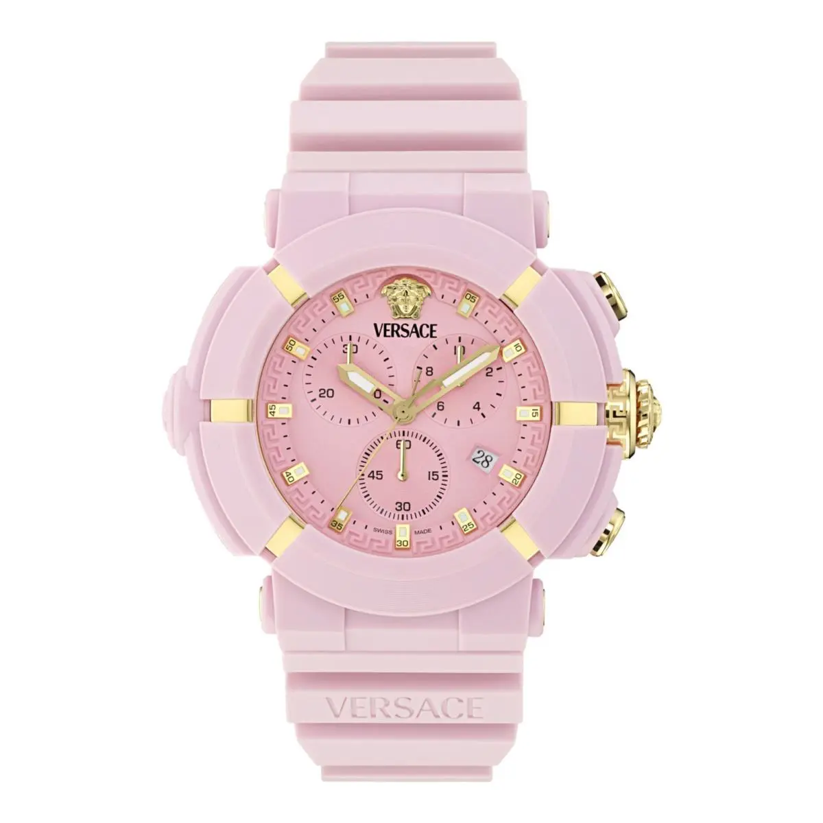 Versace Mens Pink 45mm Strap Fashion Watch