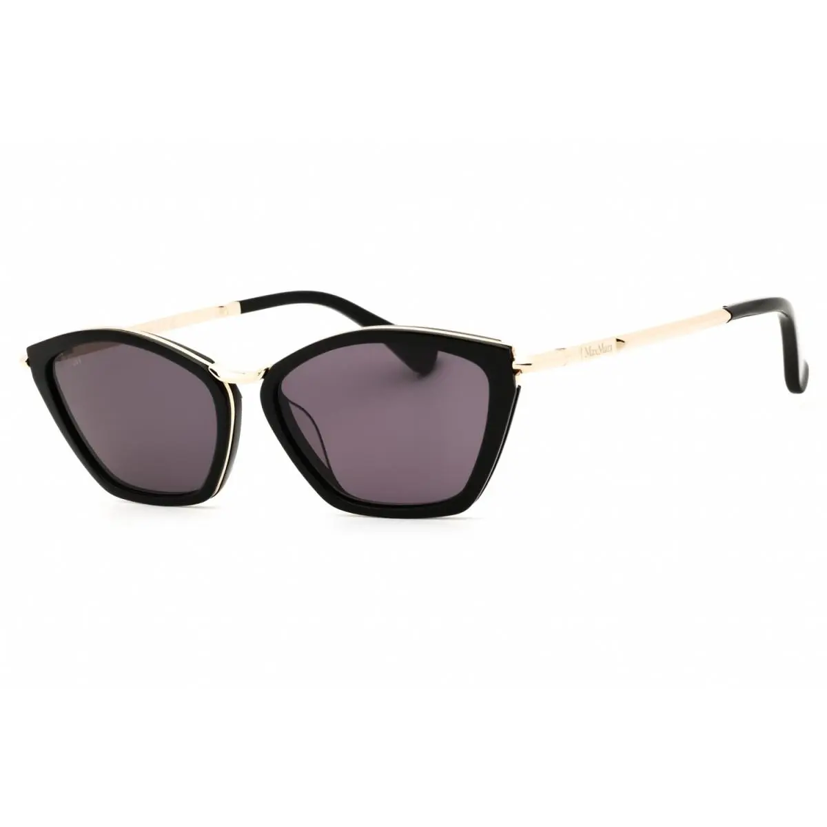 MM0162 01A Shiny Black/smoke 54-15-140 Sunglasses by Max Mara