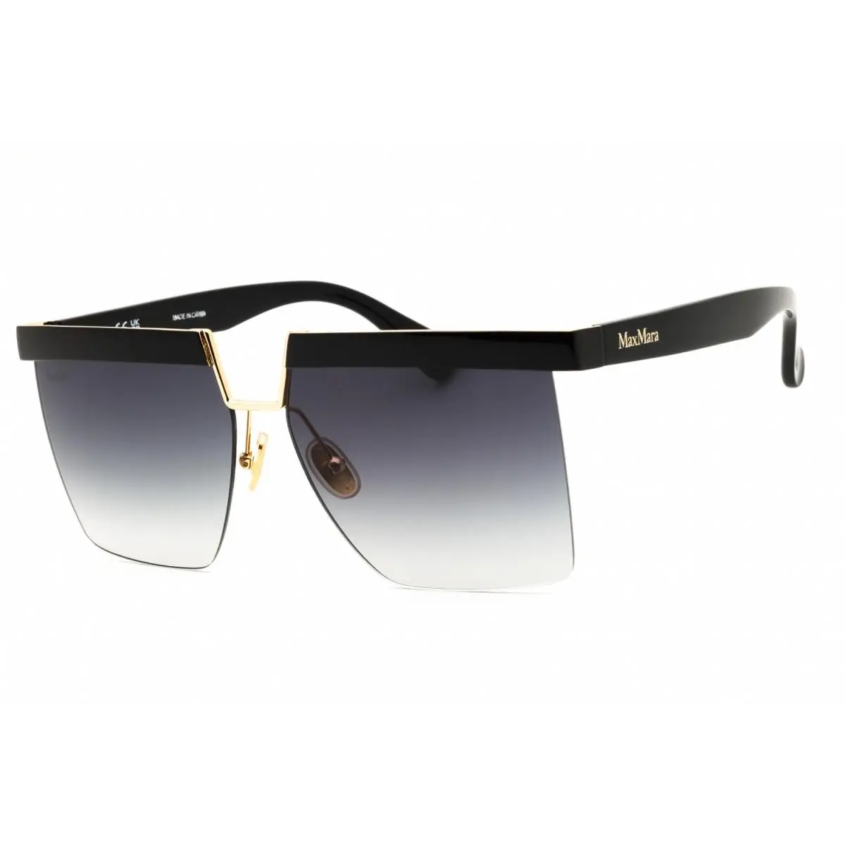 MM0071 01A Shiny Black/smoke Gradient 60-13-140 Sunglasses by Max Mara