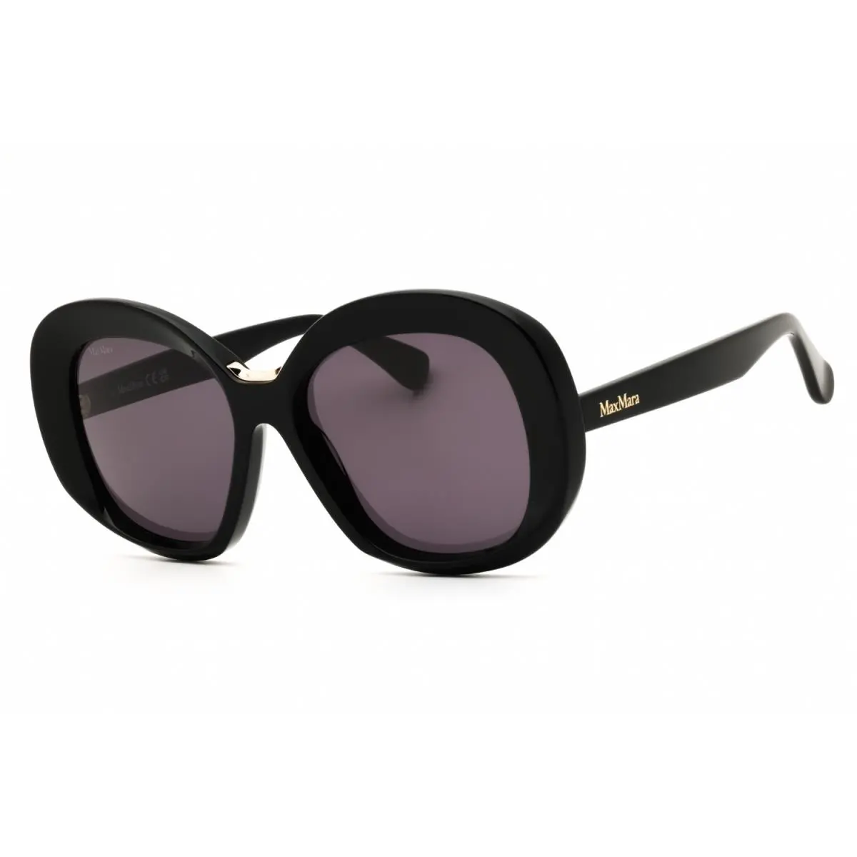 Max Mara MM0087 01A Shiny Black/smoke 55-16-140 Sunglasses