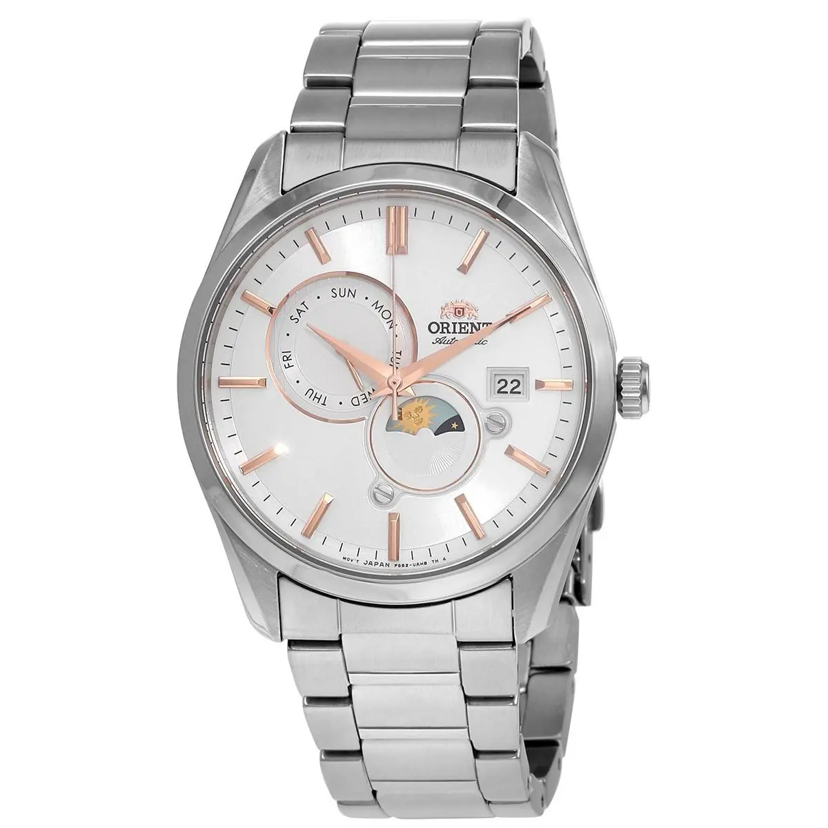 Orient Men`s Sun and Moon Automatic White Dial Watch - RA-AK0306S30B