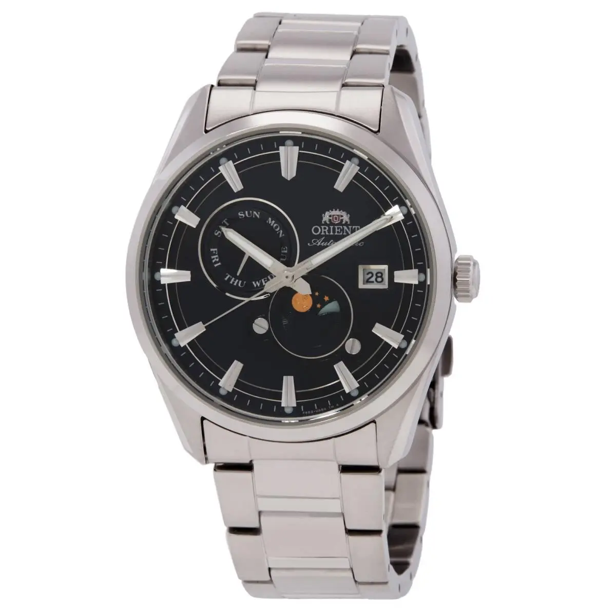 Orient Contemporary Stretto Day-night Automatic Men`s Watch RA-AK0315L30B - Dial: Navy Blue, Band: Silver-tone, Bezel: Silver-tone
