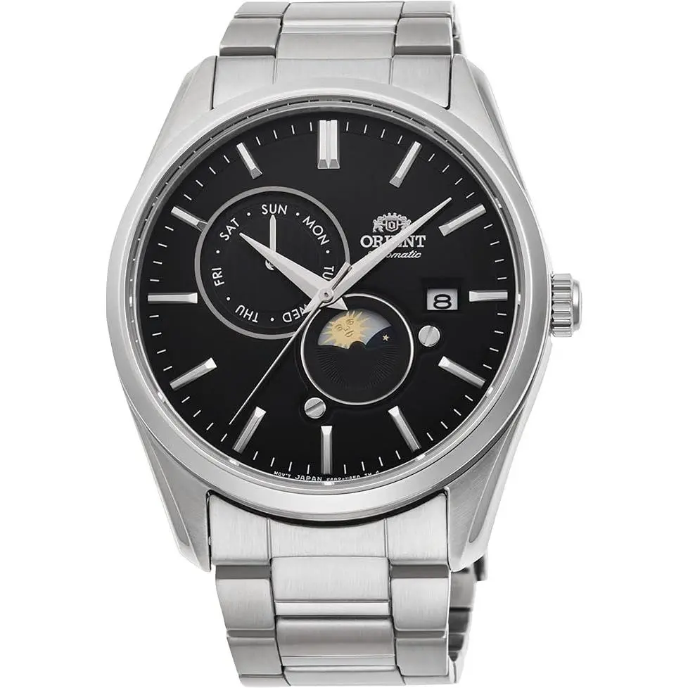 Orient Men`s Sun and Moon Automatic Black Dial Watch - RA-AK0307B30B