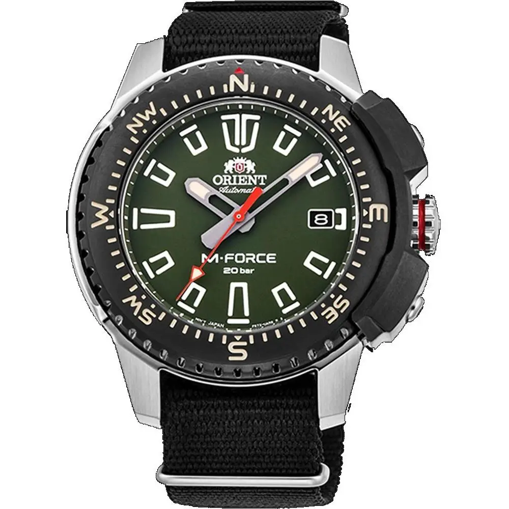 Orient RA-AC0N03E Men`s M-force Fabric Slip-thru Band 200M Automatic Dive Watch