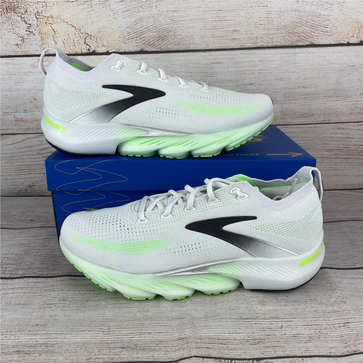 Brooks Glycerin Flex Mens Sz 10.5D Running Shoes White Green Phantom Walking