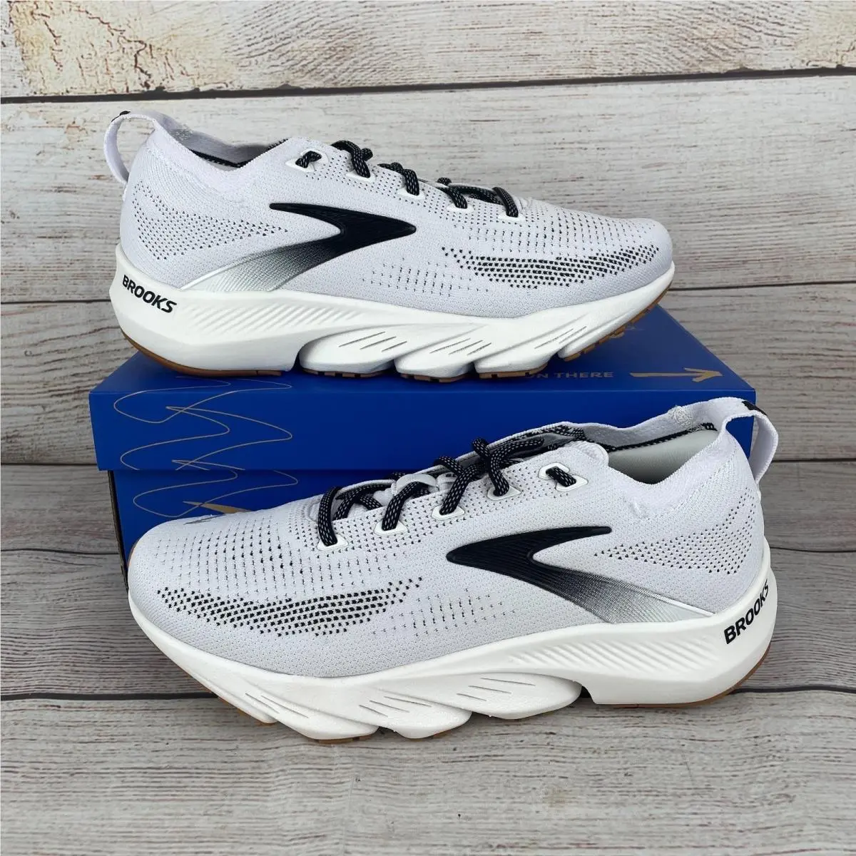 Brooks Glycerin Flex Mens Sz 8D Running Shoes White Black Gum Walking