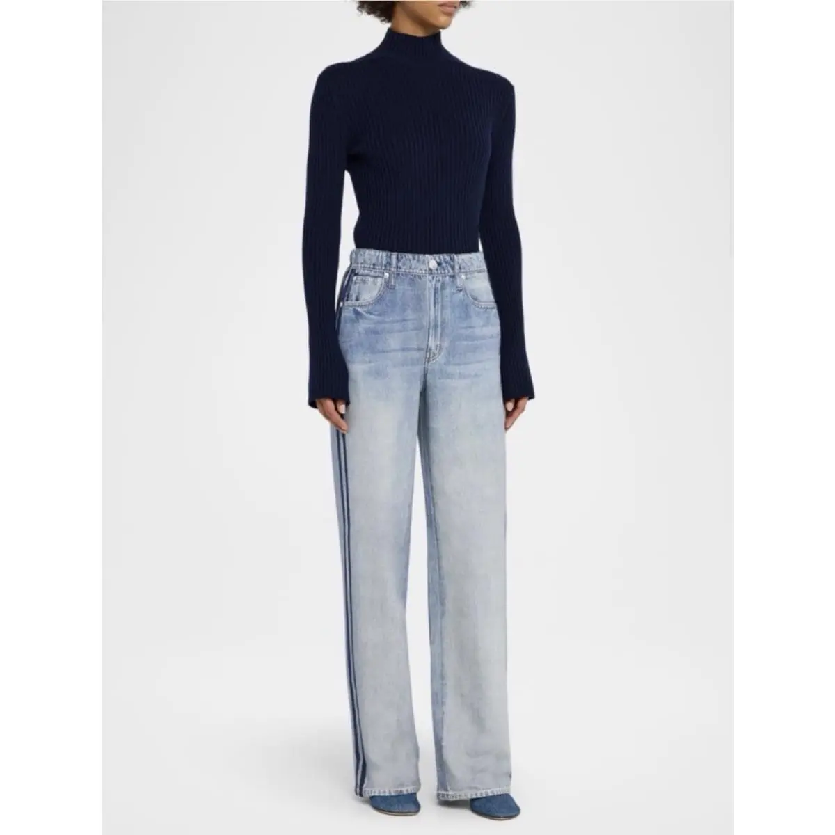 Rag Bone Miramar Terry Wide Leg Track Pant In Coney Size Large