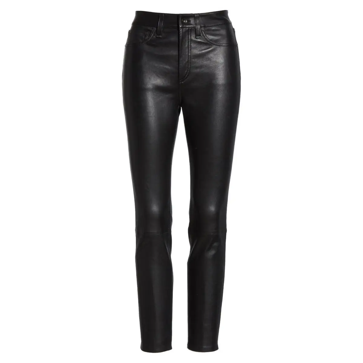 Rag Bone Nina High Rise Ankle in Black Stretch Leather Skinny Pants 25 by Rag & Bone
