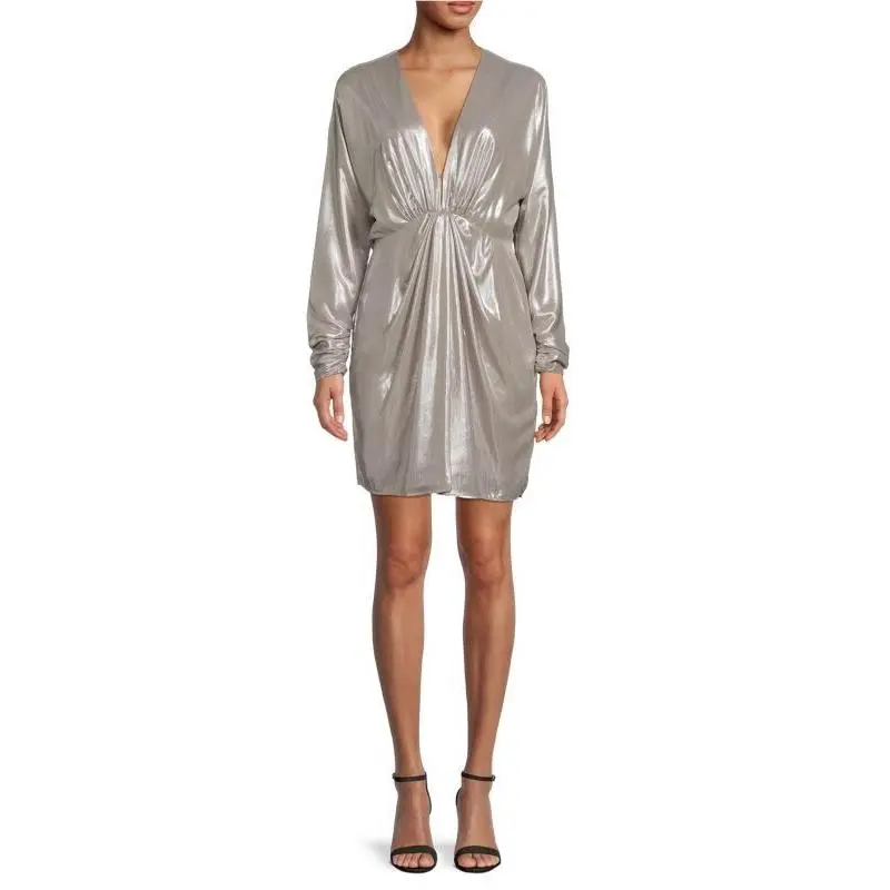Rag Bone Eloise Metallic Draped Dress Pullover Style Silver Size 4 by Rag & Bone