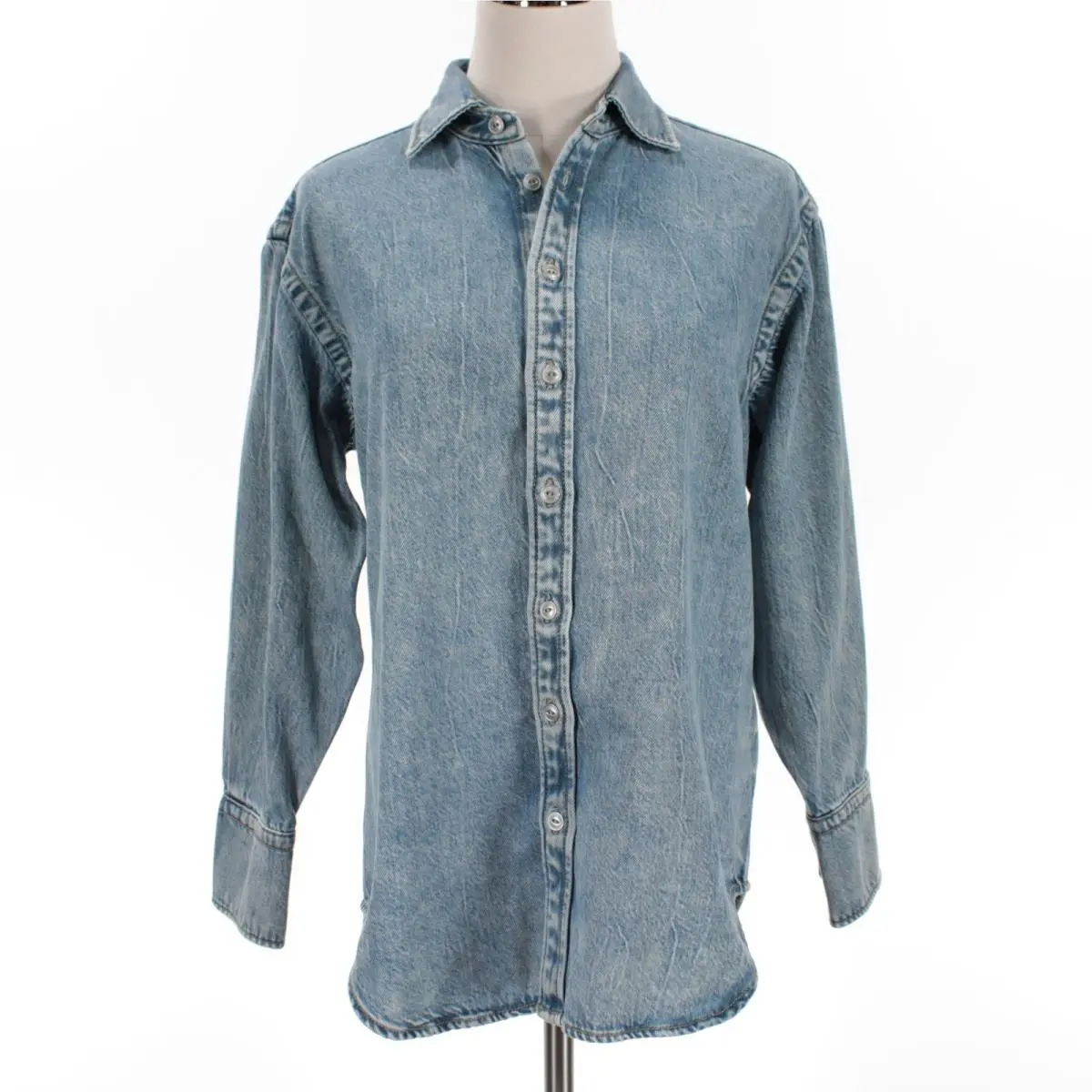 Rag Bone Featherweight Denim Button Up Top Size XS in Mira Blue by Rag & Bone