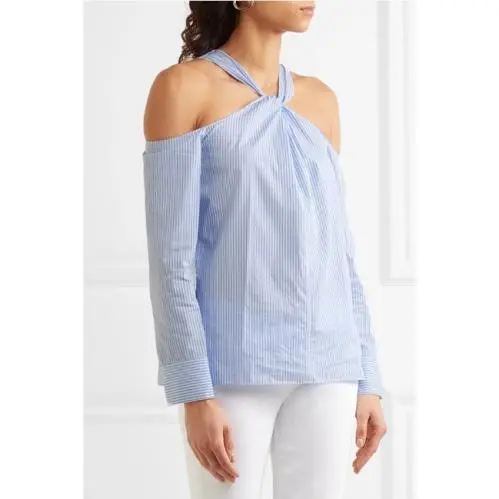 Rag Bone 155826 Women`s Collingwood Cotton Cold Shoulder Blouse Sz. Large by Rag & Bone