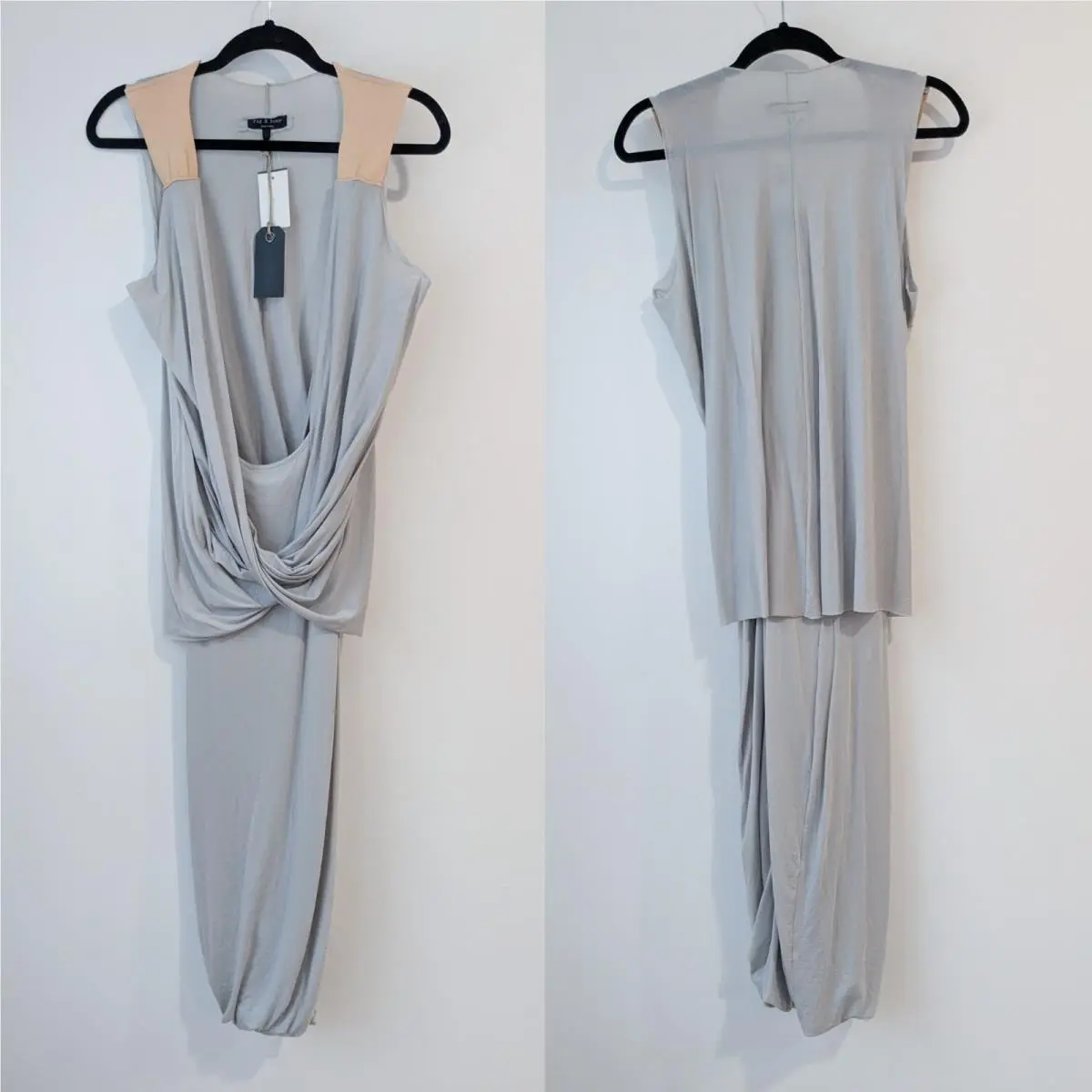 Rag Bone Draped Overlay Rose Dress In Gray Women`s Size 6