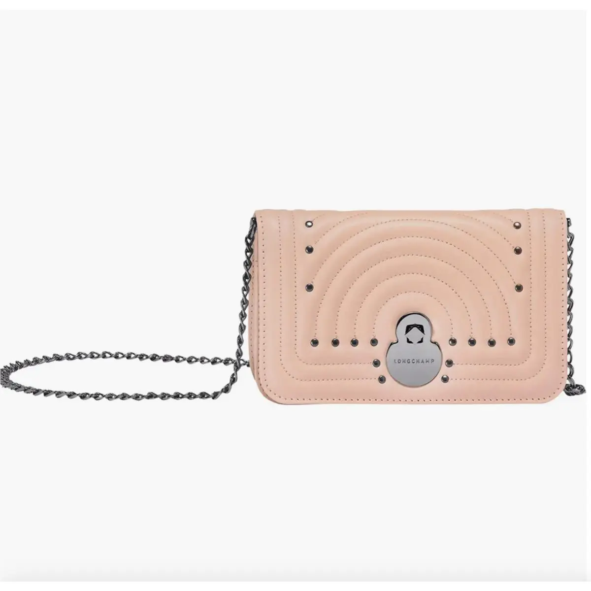 Longchamp Cavalcade Antique Pink Leather Crossbody Wallet