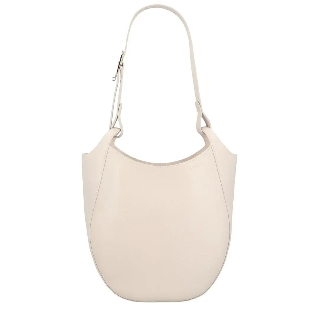 Longchamp Le Foulonne Large Leather Hobo Bag Women`s White