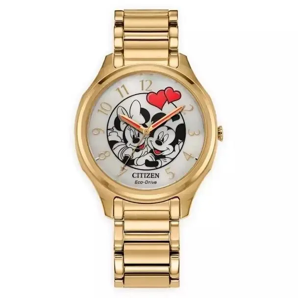 EM0759-55W Disney Mickey Mouse Minnie Mouse in Love Gold Tone Watch by Citizen