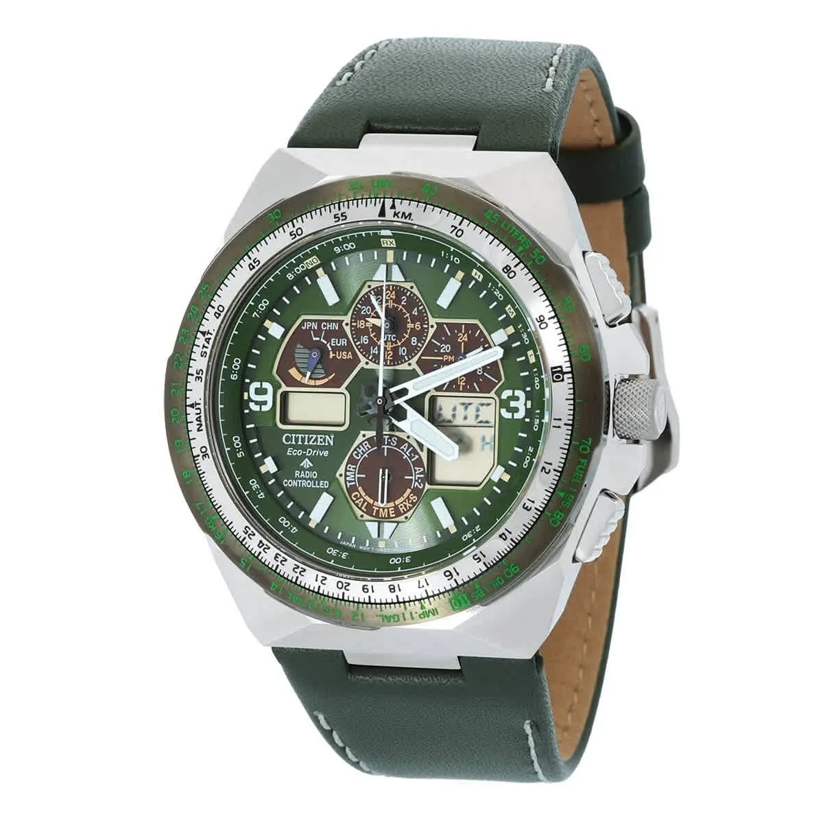 Citizen JY8147-01X Promaster Skyhawk A-t Green Dial 46 mm Men`s Watch - Green, Dial: Green, Band: Green
