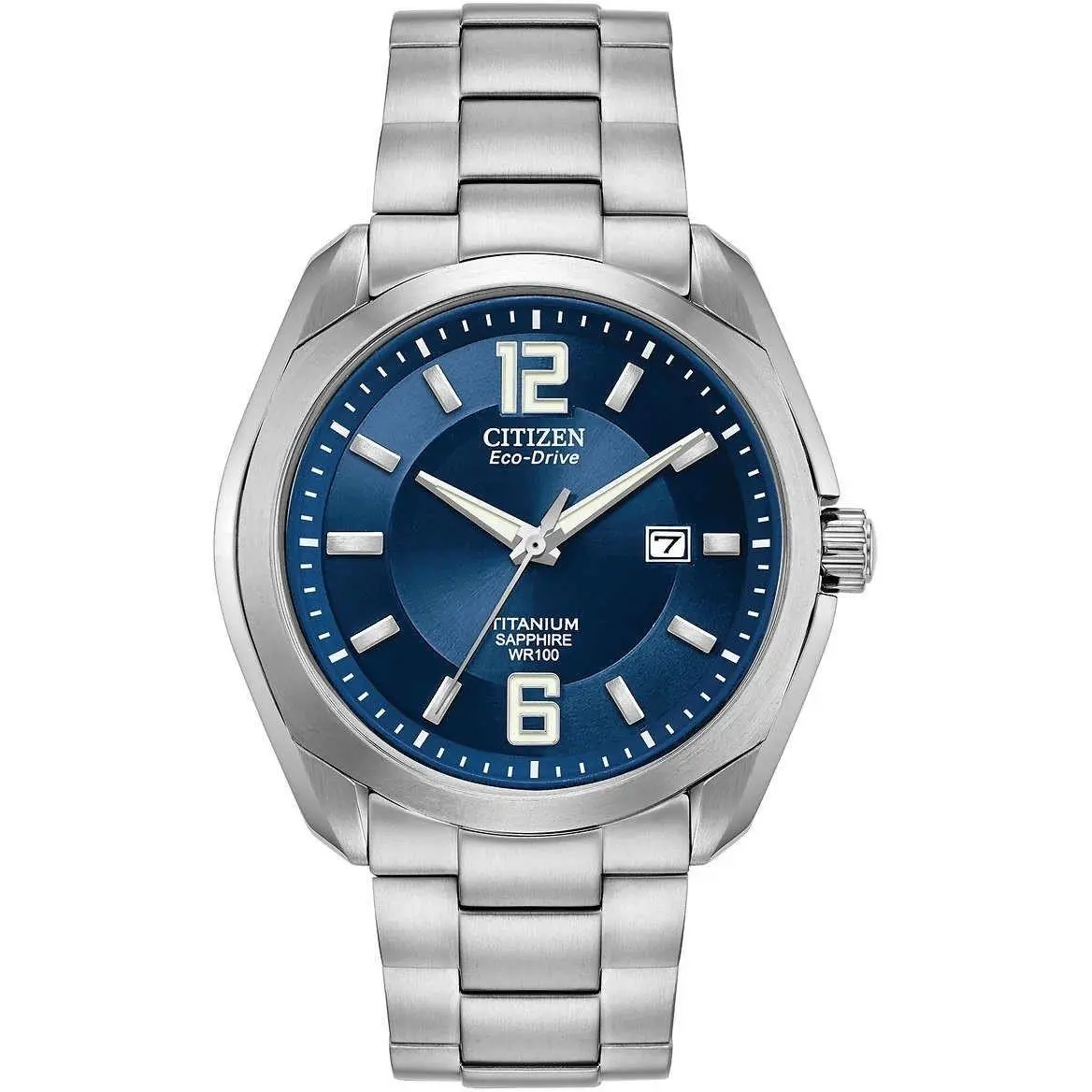 Citizen BM7080-54L Eco Drive Date Titanium Blue Dial Sapphire Men`s Watch