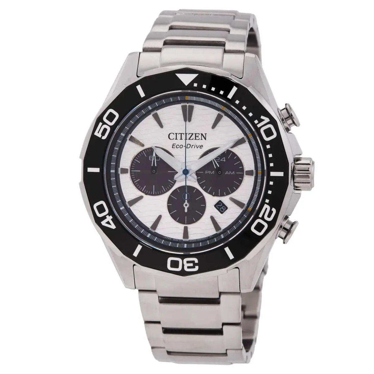 Citizen Endeavor Chronograph Eco-drive White Dial Men`s Watch CA4730-59A - White, Dial: White, Band: Silver-tone
