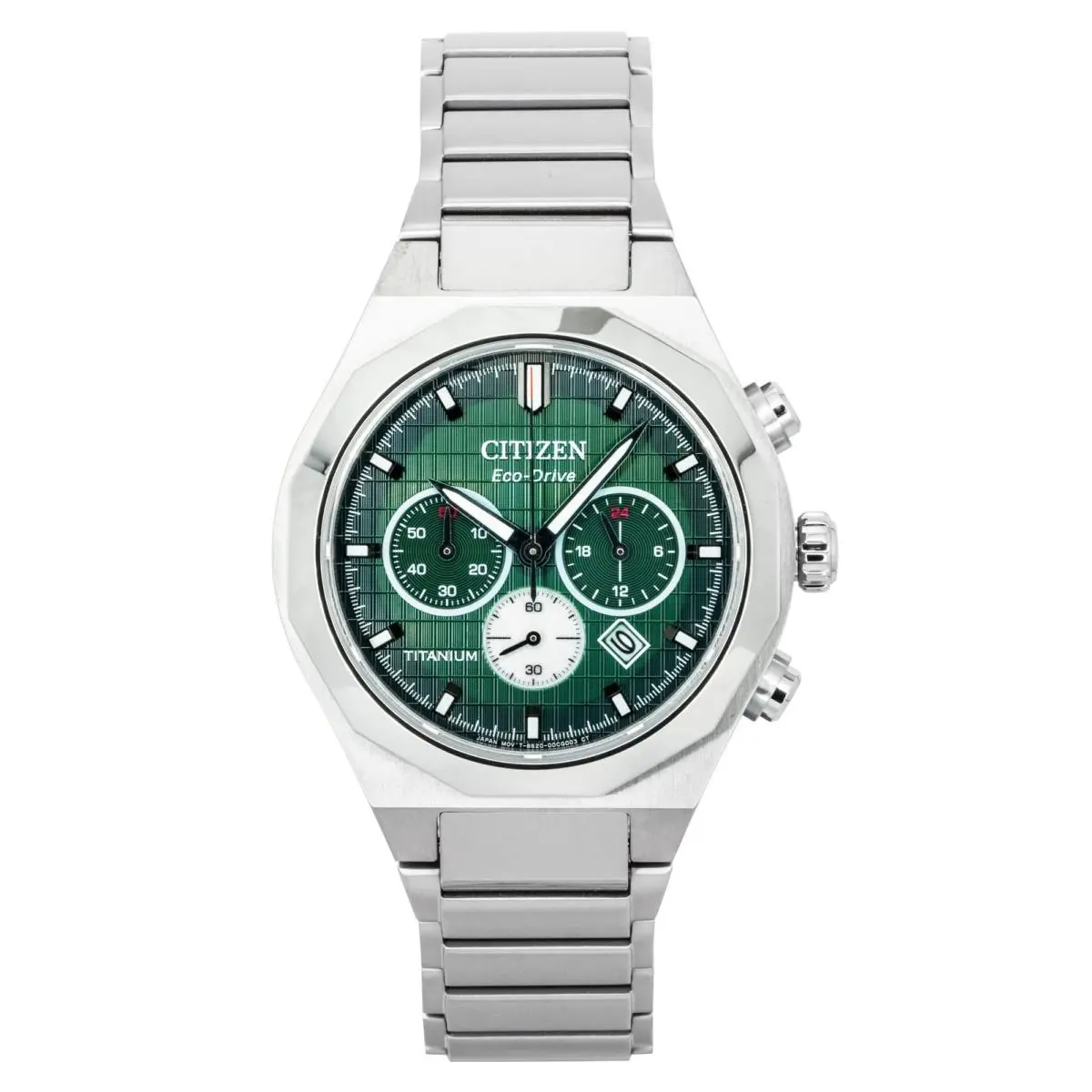 Zenshin Senkei Chronograph Green Dial Eco-drive CA4691-59X Men`s Watch by Citizen