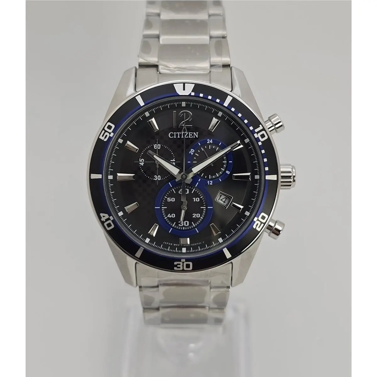 Citizen Eco-drive H500-S061083 Solar Chronograph Men`s Watch Black Dial SS 40mm