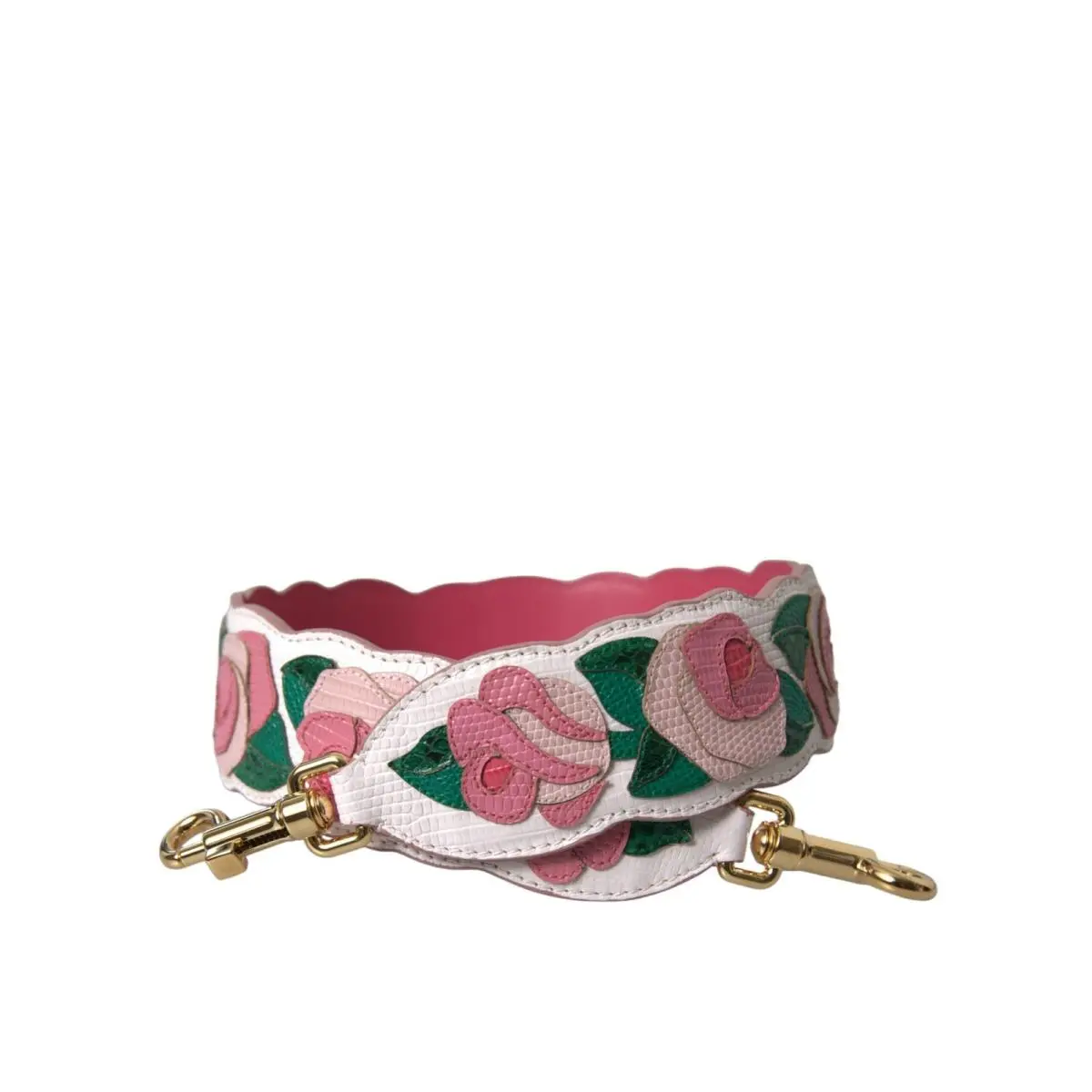 Dolce Gabbana White Floral Leather Accessory Shoulder Strap