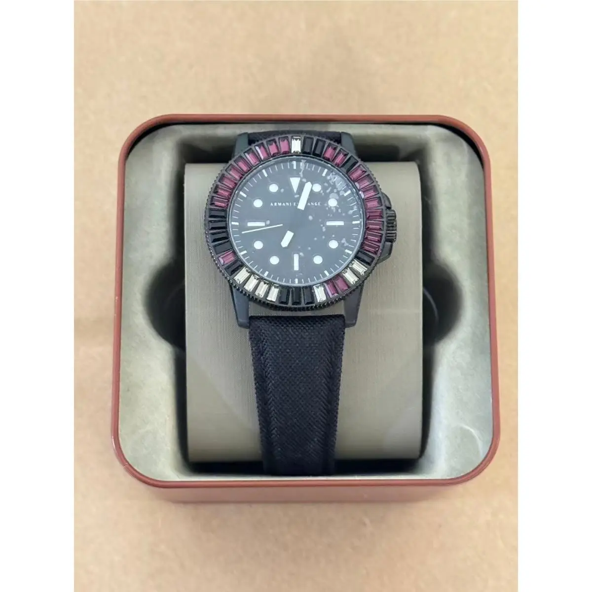 Exchange Armani AX1857 Men`s Watch with Black Dial Fibers Belt with Black