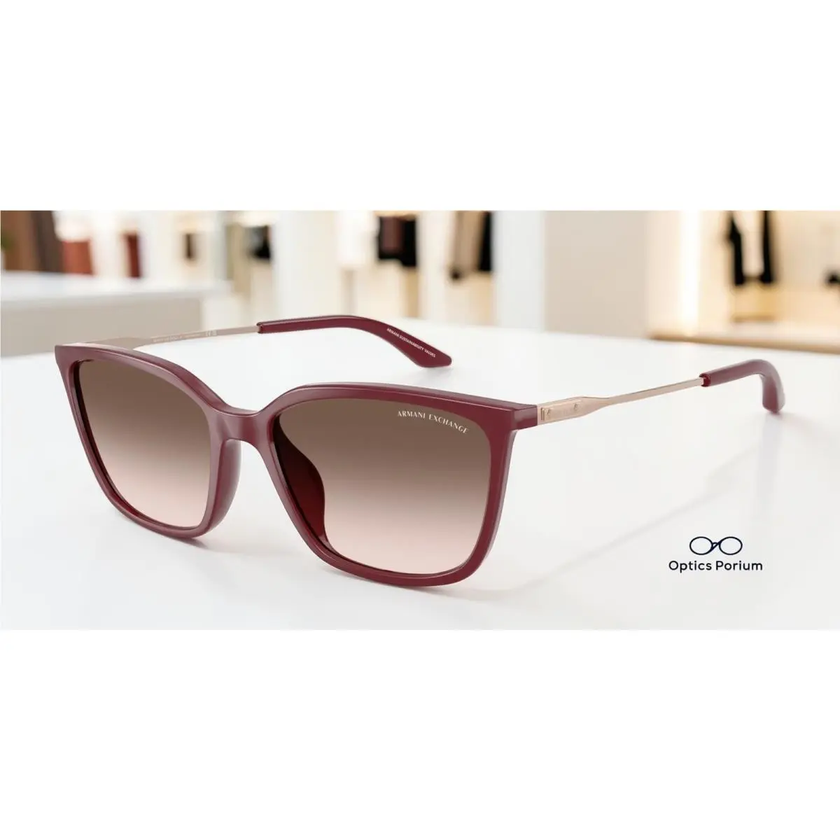 Armani Exchange AX4171SU 83873B Shiny Bordeaux Pink Grey 55mm Women`s Sunglasses
