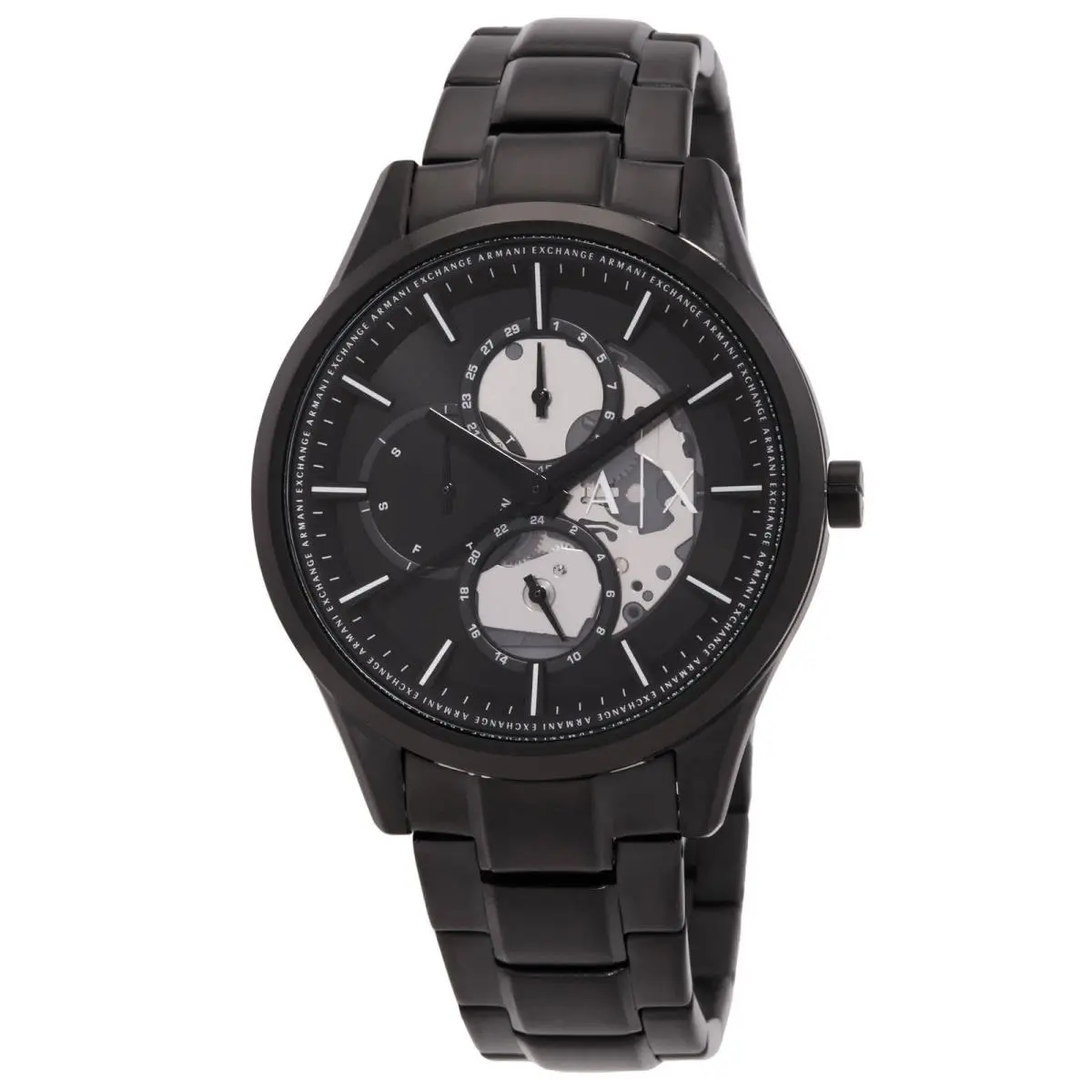 Armani Exchange Quartz Black Dial Men`s Watch and Chain Necklace Set AX7160SET